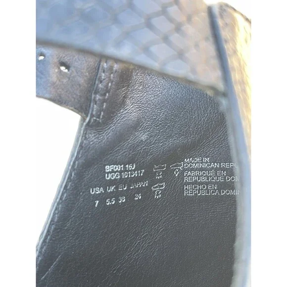 Ugg Audrey Exotic Dressy Black Leather Ankle Strap Heeled Sandals Size 7 - Picture 10 of 10